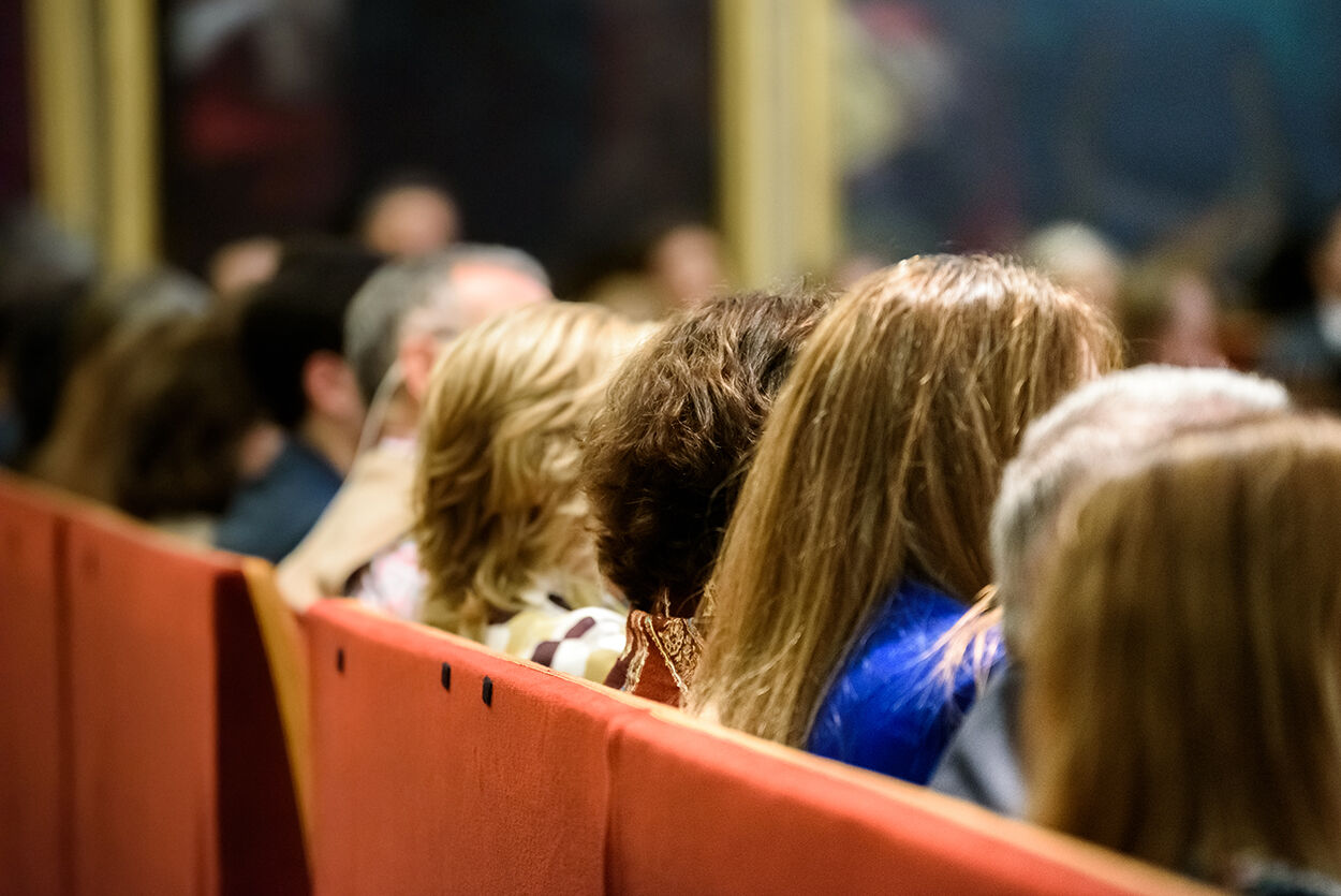 An audience listening